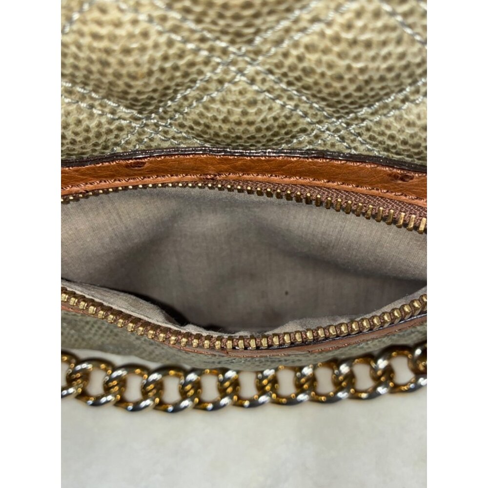 * VTG Marc Jacobs Coated Canvas Ostrich Stam Hobo Bag Purse Green Medium Size #i - Picture 9 of 13